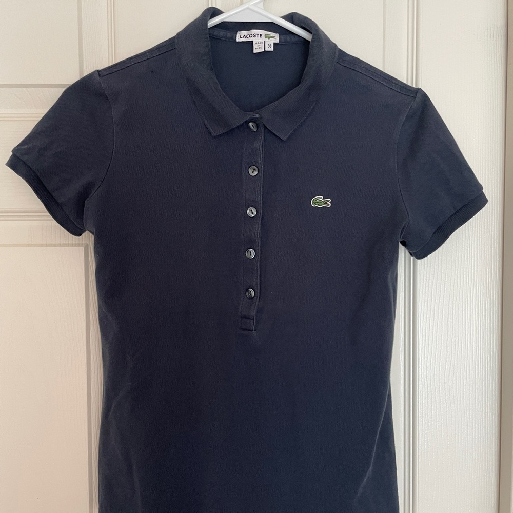 Lacoste Blue Fitted Button Down Shirt Polo Collar